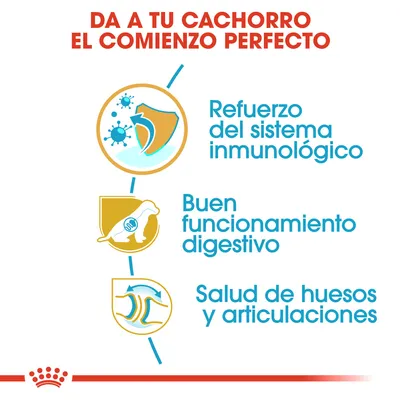 Da a tu cachorro el comienzo perfecto. Refuerzo del sistema inmunológico, buen funcionamiento digestivo, salud de huesos y articulaciones.