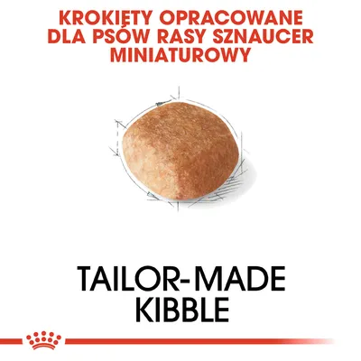 KROKIĘTY OPRACOWANE DLA PSÓW RASY SZNAUCER MINIATUROWY. TAILOR-MADE KIBBLE. Zdjęcie pojedynczego krokieta.