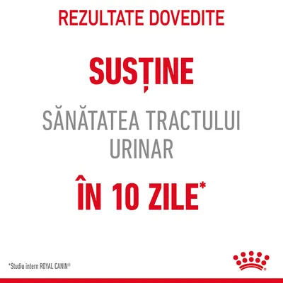 Rezultate dovedite. Susține sănătatea tractului urinar în 10 zile. *Studiu intern ROYAL CANIN.