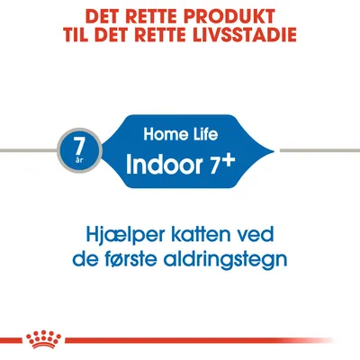 DET RETTE PRODUKT TIL DET RETTE LIVSSTADIE. Home Life Indoor 7+. 7 år. Hjælper katten ved de første aldringstegn.