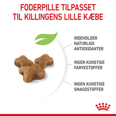 Foderpille tilpasset killingens lille kæbe. Indeholder naturlige antioxidanter. Ingen kunstige farvestoffer. Ingen kunstige smagsstoffer.