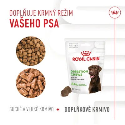ROYAL CANIN Digestion Chews Adult Supplements, 84 % of owners are satisfied, balení 40 kusů. Suché a vlhké krmivo plus doplňkové krmivo pro psy.