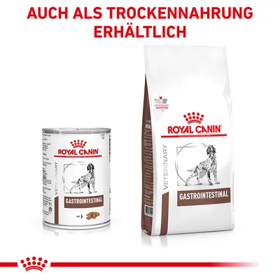 Royal Canin Gastrointestinal Nass- und Trockenfutter für Hunde. Hinweis: Auch als Trockennahrung erhältlich.