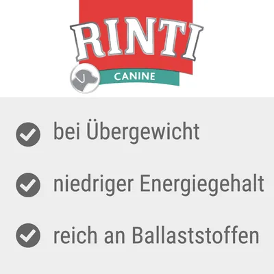 Rinti Canine. Primerno za prekomerno telesno težo, z nizko energijsko vrednostjo in bogato z vlakninami.