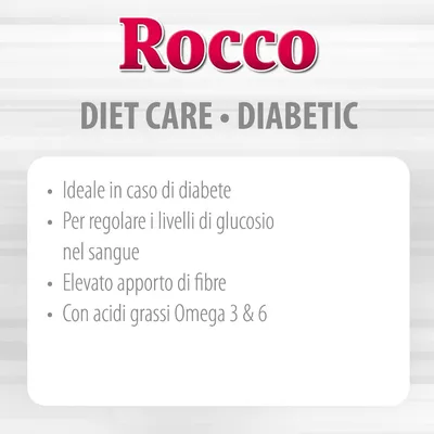 Rocco Diet Care Diabetic: ideale in caso di diabete, per regolare i livelli di glucosio nel sangue, elevato apporto di fibre, con acidi grassi Omega 3 & 6.