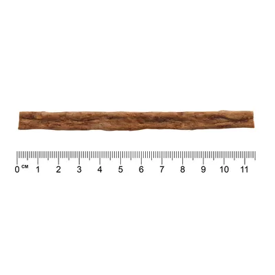 Smeđi žvakaći štapić, duljina oko 11 cm, prikazan s ravnalom radi prikaza veličine.