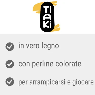 Tiaki, in vero legno, con perline colorate, per arrampicarsi e giocare
