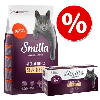 Smilla Sterilised próbacsomag: 1 kg száraz- & 12 x 85 g nedvestáp