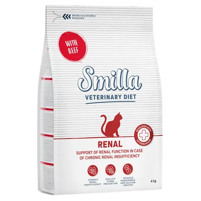 Smilla Veterinary Diet Renal z wołowiną, wspomaganie funkcji nerek przy przewlekłej niewydolności nerek. Opracowana z weterynarzami, zamykana, 4 kg.