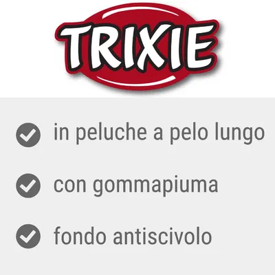 TRIXIE, in peluche a pelo lungo, con gommapiuma, fondo antiscivolo