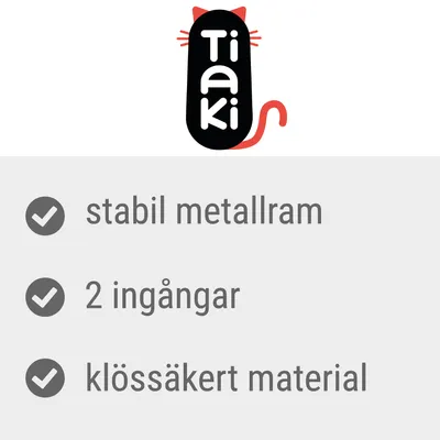 Tiaki. Stabil metallram, 2 ingångar, klössäkert material. Tiaki. Stabil metallram, 2 ingångar, klössäkert material.
