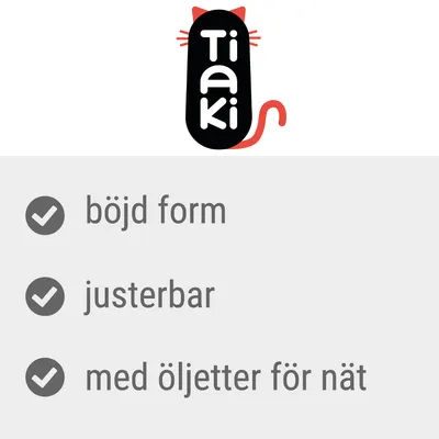 Tiaki. Böjd form, justerbar, med öljetter för nät.