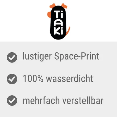Tiaki. Lustiger Space-Print, 100% wasserdicht, mehrfach verstellbar.