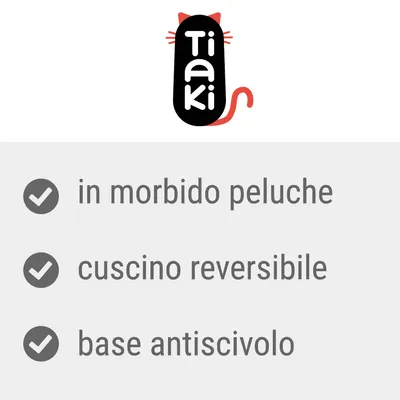 Tiaki, in morbido peluche, cuscino reversibile, base antiscivolo