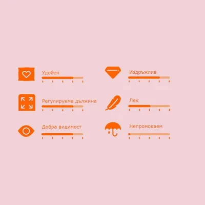 Скала за оценка с 6 критерия: удобен, издръжлив, регулируема дължина, лек, добра видимост, непромокаем. Всяка скала е от 1 до 5.