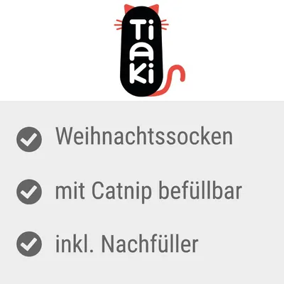 Tiaki. Weihnachtssocken, mit Catnip befüllbar, inkl. Nachfüller.
