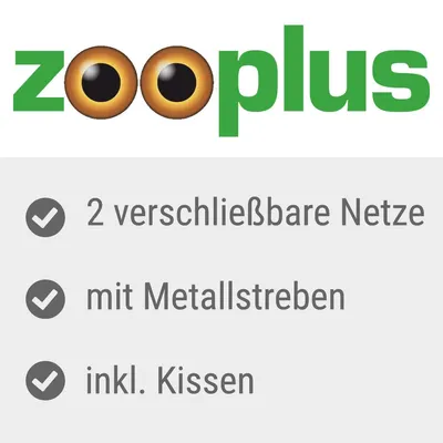 Zooplus. 2 verschließbare Netze, mit Metallstreben, inkl. Kissen.