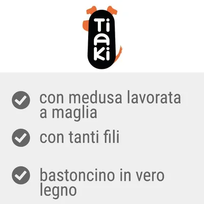 Tiaki. con medusa lavorata a maglia, con tanti fili, bastoncino in vero legno