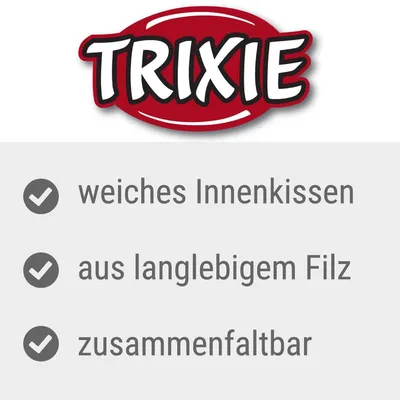 TRIXIE. weiches Innenkissen, aus langlebigem Filz, zusammenfaltbar (tekst in het Duits)