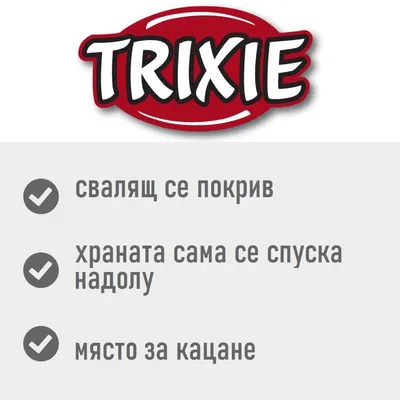 TRIXIE. свалящ се покрив, храната сама се спуска надолу, място за кацане