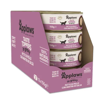 Applaws Taste Toppers Natural in Salsa 12 x 156 g - Pollo & Anatra Applaws Taste Toppers Natural in Salsa 12 x 156 g - Pollo & Anatra