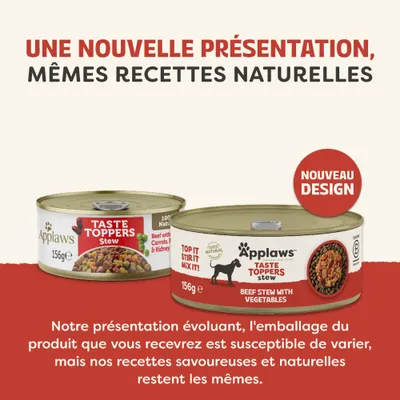 Applaws Taste Toppers Stew, nouveau design. L'emballage peut varier, les recettes restent bien entendu naturelles et inchangées. Applaws Taste Toppers Stew, nouveau design. L'emballage peut varier, les recettes restent bien entendu naturelles et inchangées.