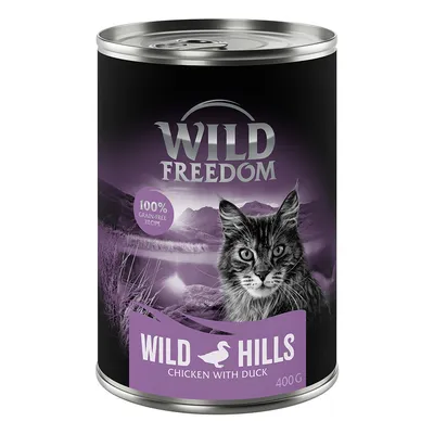 Wild Freedom Wild Hills, pollo con anatra, lattina da 400g. Ricetta 100% senza cereali.