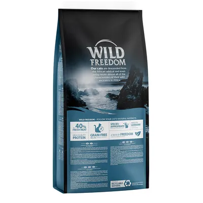 Wild Freedom Katzenfutter, 40% frisches Fleisch, getreidefrei, artgerecht, hergestellt in Deutschland, recycelbares Material.
