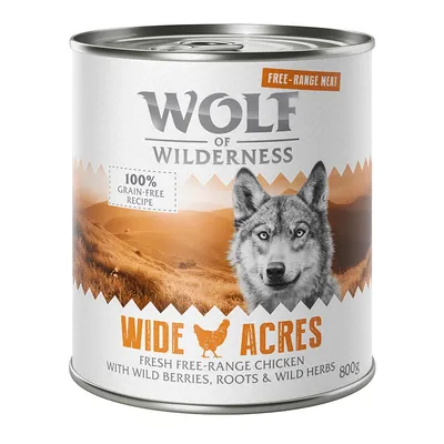 Wolf of Wilderness Wide Acres, 800 г банка. Свежая фермерская курица с лесными ягодами, корнями и травами. 100% беззерновой состав.