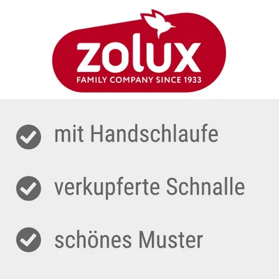 zolux FAMILY COMPANY SINCE 1933. mit Handschlaufe, verkupferte Schnalle, schönes Muster (texte en allemand).