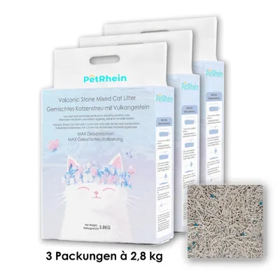 PetRhein Litière pour chat (tofu mélangé à de la roche volcanique)