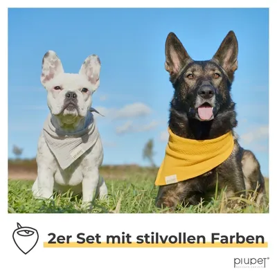 PiuPet® Bandanas pour Chiens I Lot de 2 I Jaune/Gris I Accessoires Chien PiuPet® Bandanas pour Chiens I Lot de 2 I Jaune/Gris I Accessoires Chien