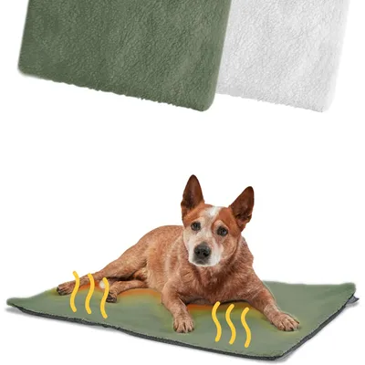 PiuPet® Panier Chauffant Chien I 90x60cm I Sans Électricité I Tapis Blanc