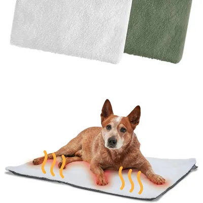 PiuPet® Panier Chauffant Chien I 90x60cm I Sans Électricité I Tapis Blanc