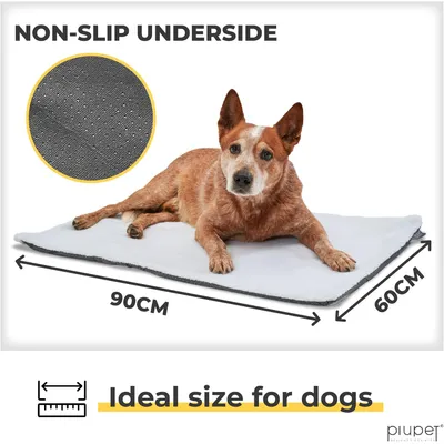 PiuPet® Panier Chauffant Chien I 90x60cm I Sans Électricité I Tapis Blanc PiuPet® Panier Chauffant Chien I 90x60cm I Sans Électricité I Tapis Blanc