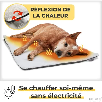 PiuPet® Panier Chauffant Chien I 90x60cm I Sans Électricité I Tapis Blanc PiuPet® Panier Chauffant Chien I 90x60cm I Sans Électricité I Tapis Blanc