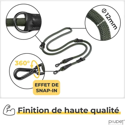 PiuPet® Laisse Chien 2m I Réglable I Pour Petits et Grands Chiens I Vert