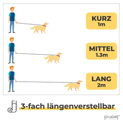 PiuPet® Hundeleine 2m I 3-Fach längenverstellbar I Snap-In Effekt PiuPet® Hundeleine 2m I 3-Fach längenverstellbar I Snap-In Effekt