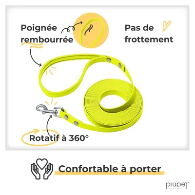 PiuPet® Longe pour Chien I 5m/10m/20m I Laisse Hydrofuge Jaune Fluo