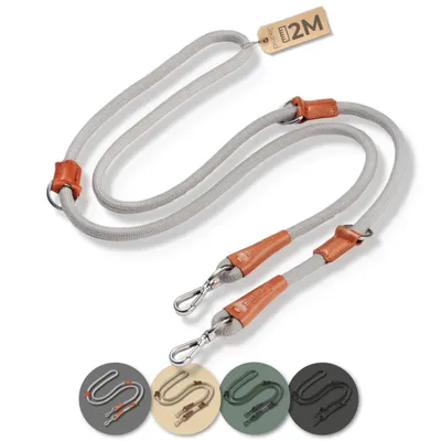 PiuPet® Laisse Chien 2m I Réglable I Pour Petits et Grands Chiens I Gris