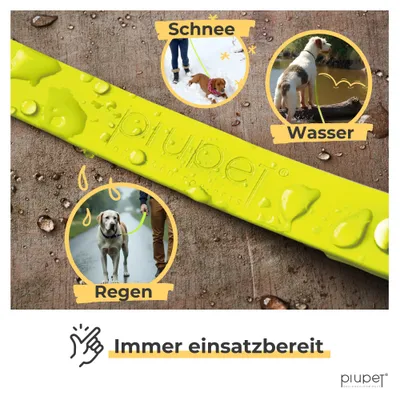 PiuPet® Longe pour Chien I 5m/10m/20m I Laisse Hydrofuge Jaune Fluo