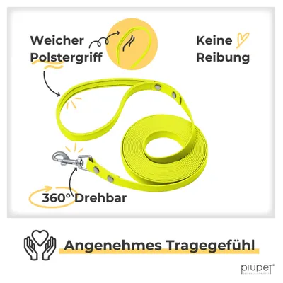 PiuPet® Longe pour Chien I 5m/10m/20m I Laisse Hydrofuge Jaune Fluo