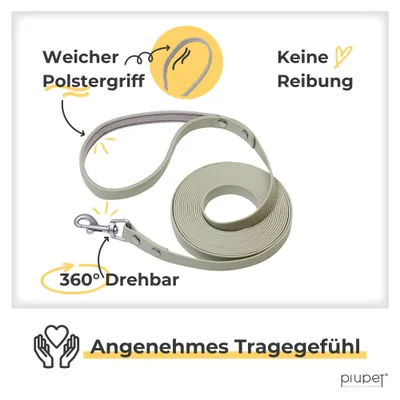 PiuPet® Longe pour Chien I 5m/10m/20m I Laisse Remorquage Gris