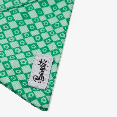 French Bandit - Bandana pour chien imprimé à carreaux vert orné de fleurs