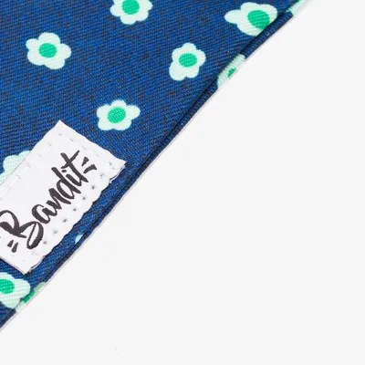 French Bandit - Bandana pour chien denim bleu brut à fleurs