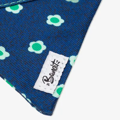 French Bandit - Bandana pour chat denim bleu brut à fleurs
