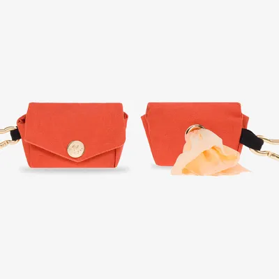 French Bandit - Pochette pour sacs à crottes en suédine orange