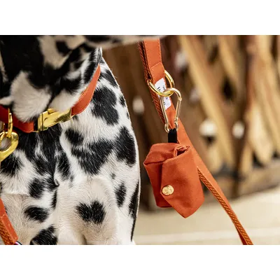 French Bandit - Pochette pour sacs à crottes en suédine orange