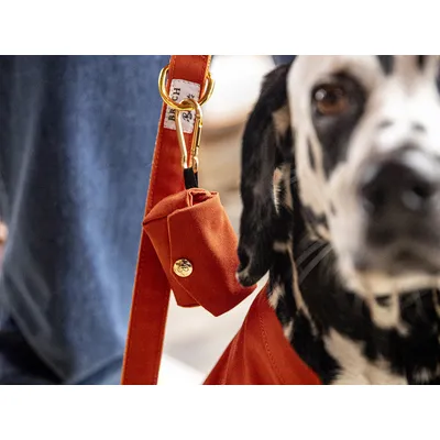 French Bandit - Pochette pour sacs à crottes en suédine orange