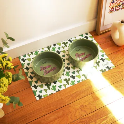 French Bandit - Tapis de gamelle cactus chien et chat